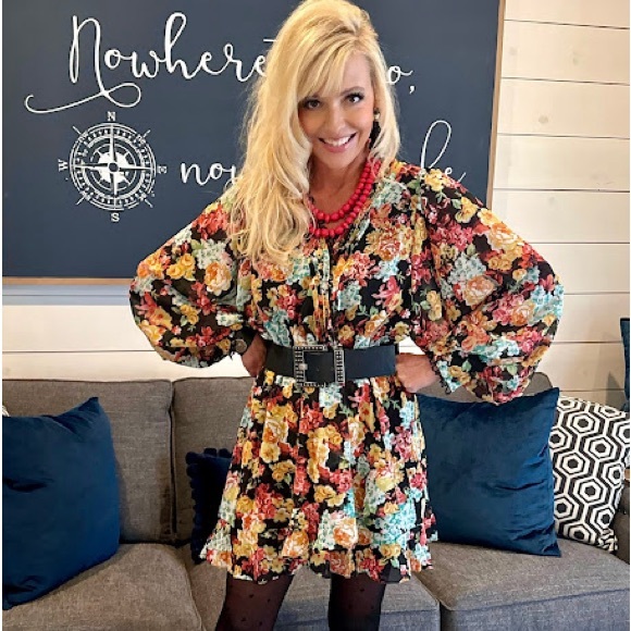 CHICWISH BOUQUET PRINTED RUFFLE CHIFFON MINI - Picture 9 of 10